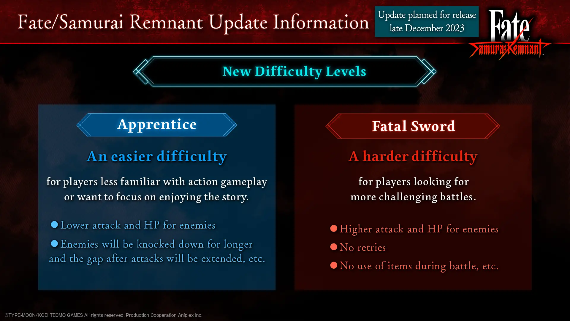 L'update gratuite de Fate/Samurai Remnant arrive en décembre !