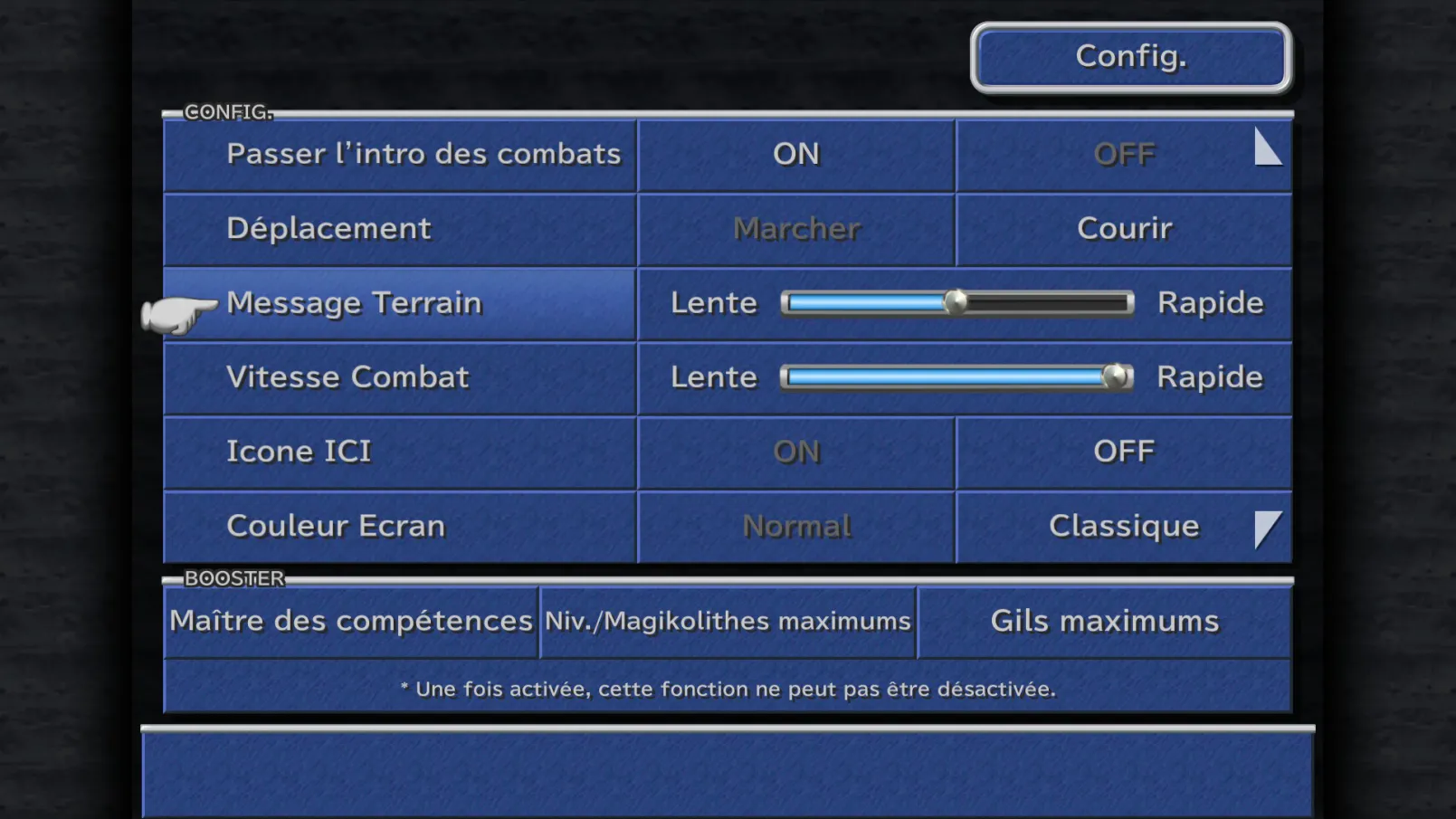 Options de qualité de vie, JRPG, JRPGFR